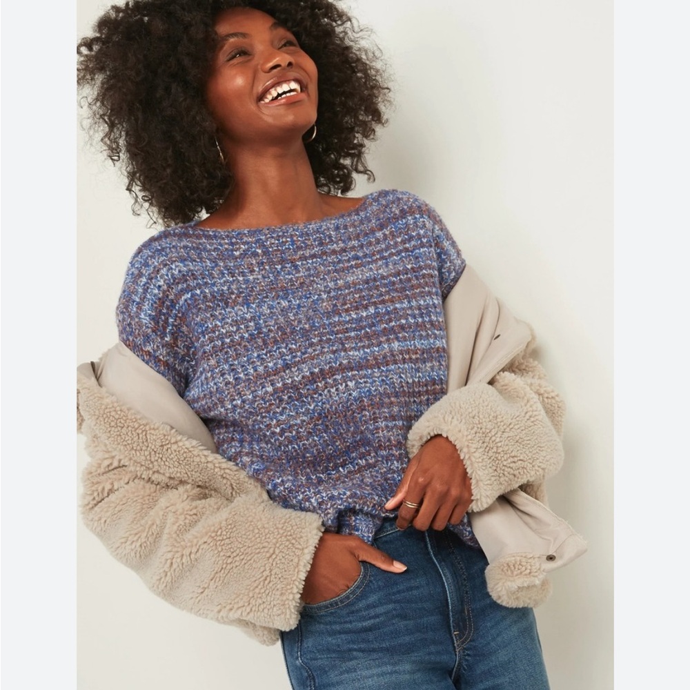 Old Navy Slouchy Space Dye Boat Neck Sweater, XS